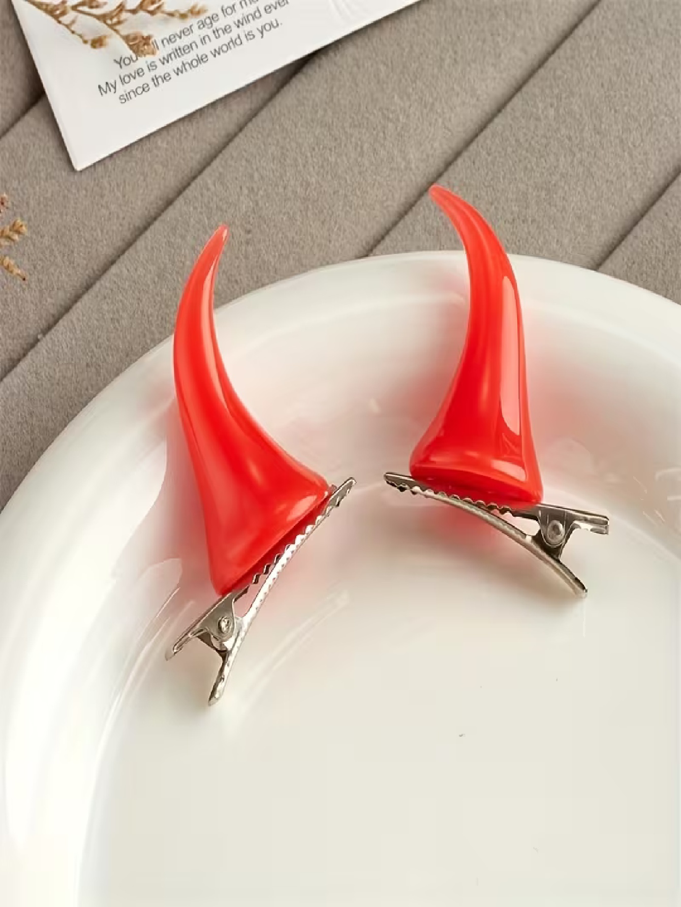 2-piece set, red horn hair cli - Resin Craft Ideas ulasan dan harga