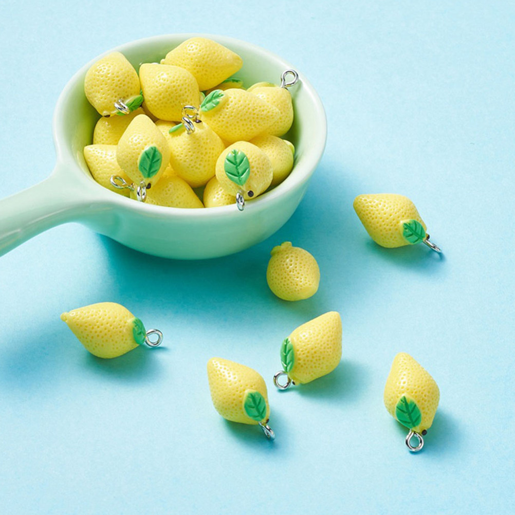 20Pcs Resin Lemon Charms Fruit - Resin Crafts Diy ulasan dan harga